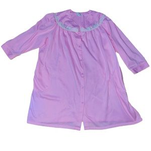 Womens Jasmine Rose Long Sleeve Pink Floral Knit Snap Robe Plus Size 3X